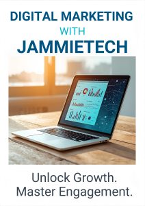 professional digital marketing poster with laptop